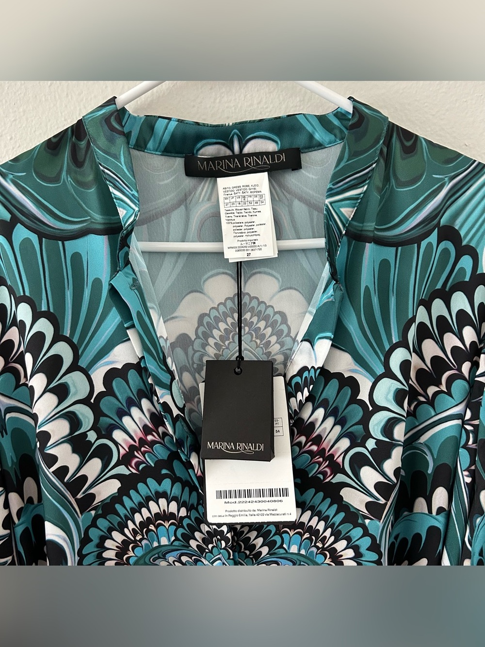 Marina Rinaldi Delfi Abstract-Print Twill Midi-Dress Women’s 18 NWT $945 MSRP - Picture 12 of 15
